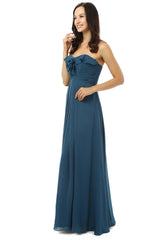 Bridesmaid Dress Colours, Simple Navy Blue Chiffon Sweetheart Floor Length Bridesmaid Dresses