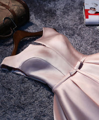 Prom Dress Pieces, Simple Pink A Line Satin Short Prom Dress, Pink Homecoming Dress