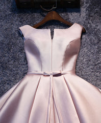 Prom Dresses Piece, Simple Pink A Line Satin Short Prom Dress, Pink Homecoming Dress