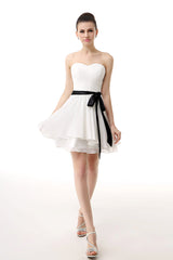 Prom Dresse 2042, Simple Pleated White Homecoming Dresses