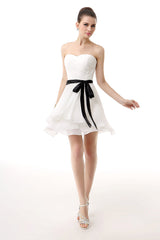 Prom Dress Uk, Simple Pleated White Homecoming Dresses