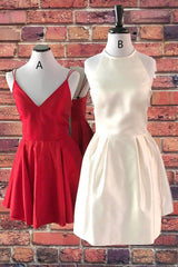 Bridesmaid Dresses Color Palette, Simple Short Red Homecoming Dresses,Cocktail Dresses Classy