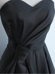 Formal Dresses For Girls, Simple Sweetheart Satin Short Black Prom Dress, Black Homecoming Dresses