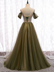 Bridesmaid Dress Designers, Simple sweetheart tulle green long prom dress, green evening dress