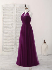 Formal Dressing For Ladies, Simple Tulle A-Line Purple Long Prom Dress, Bridesmaid Dress