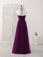 Formal Dresses Nearby, Simple Tulle A-Line Purple Long Prom Dress, Bridesmaid Dress