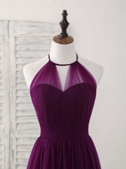 Formal Dress Prom, Simple Tulle A-Line Purple Long Prom Dress, Bridesmaid Dress