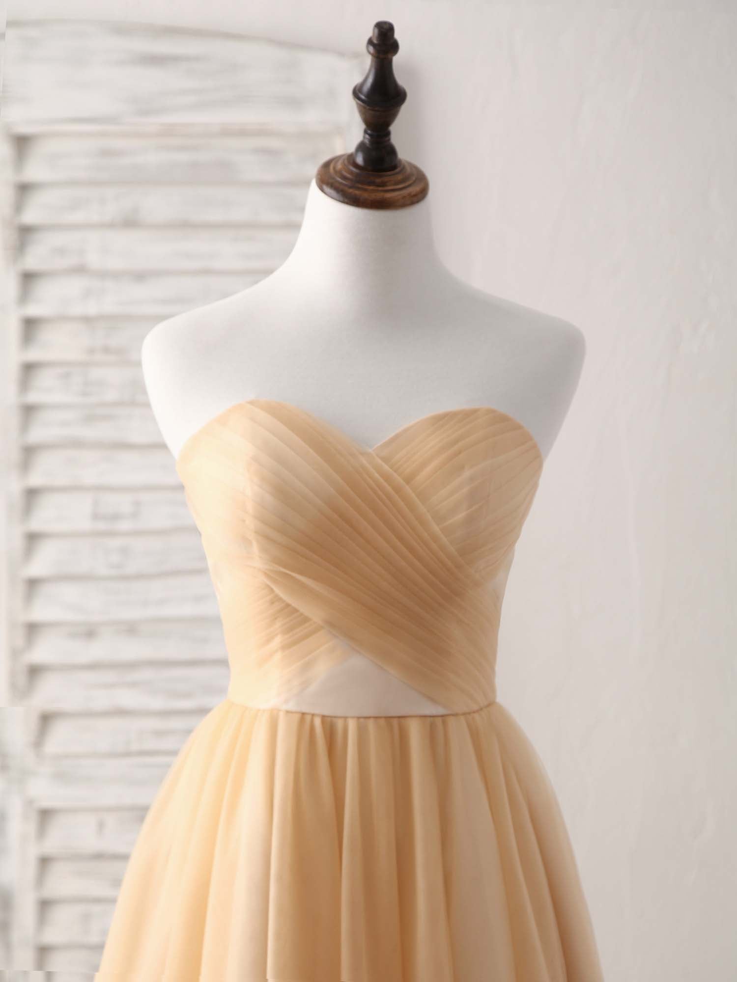 Evening Dress Dresses, Simple Tulle Champagne Short Prom Dress Tulle Bridesmaid Dress