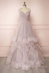 Elegant Wedding, Simple v neck A-line tulle long prom dress sweet 16 dress