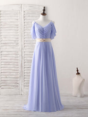 Homecoming Dresses 2024, Simple V Neck Off Shoulder Chiffon Long Prom Dress Evening Dress