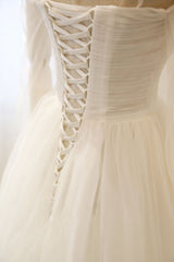Party Dress Classy, Simple white tulle long prom dress white tulle bridesmaid dress