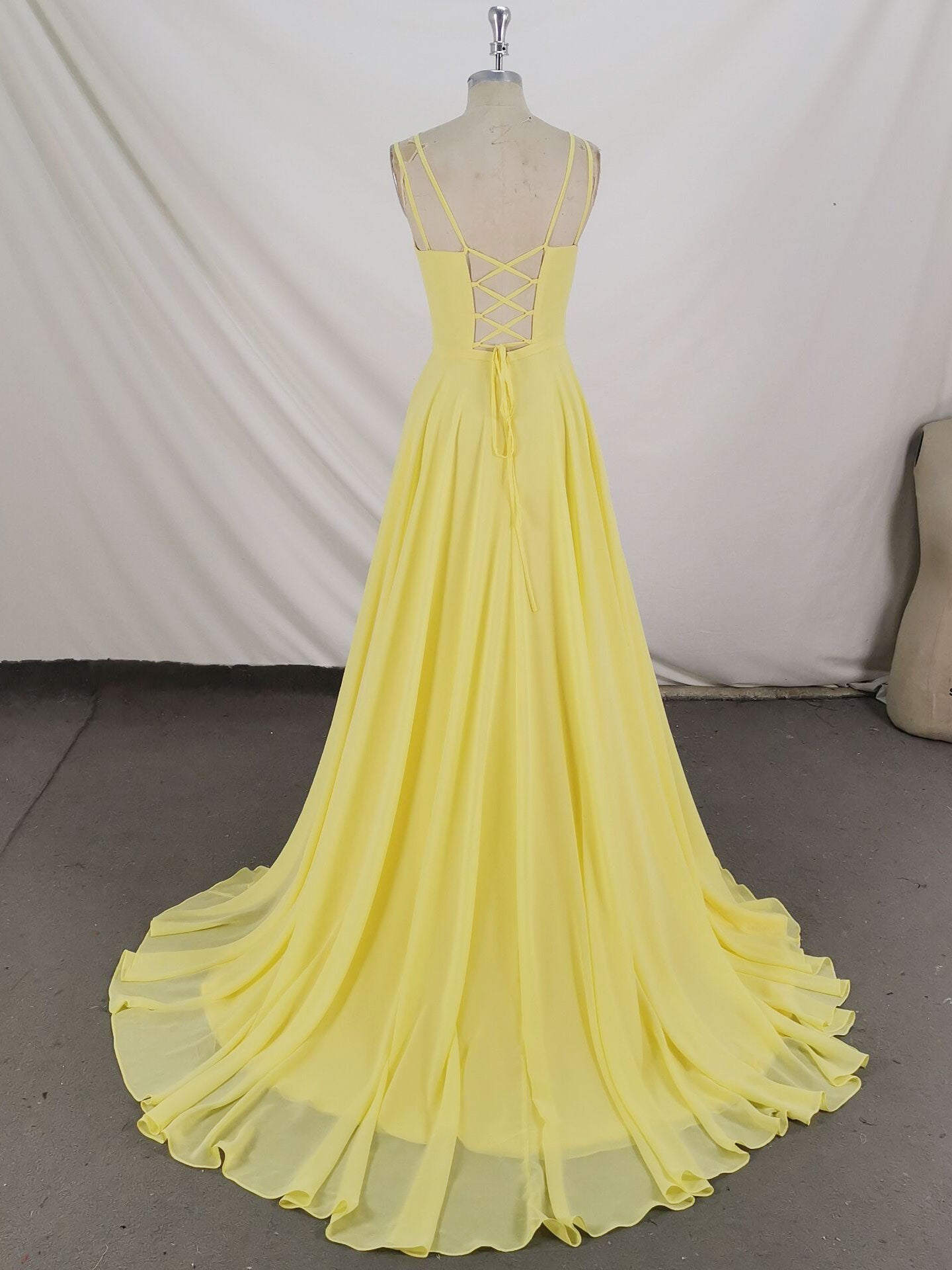 Bridesmaid Dresses Green, Simple Yellow Chiffon Long Prom Dress Yellow Evening Dress