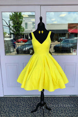 Bridesmaids Dress Color, Simple yellow short prom dress, yellow homecoming dress
