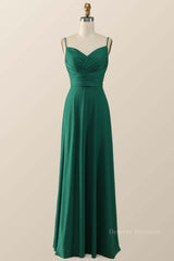 Party Dresses Styles, Simply Green Pleated Satin Long Bridesmaid Dress