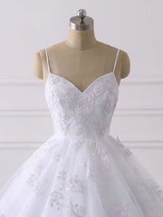 Wedding Dresses Collection, Spaghetti Straps Lace Tulle Ruffles Wedding Dresses