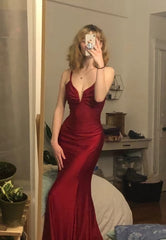 Prom Dress 2028, Spaghetti Straps Mermaid Long Prom Dress,Unique Formal Dresses