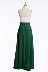 Prom Dresses2052, Spaghetti Straps White and Green Chiffon Long Bridesmaid Dress