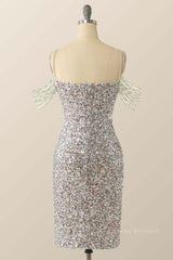 Fantasy Dress, Sparkle Silver Sequin Tassels Bodycon Dress