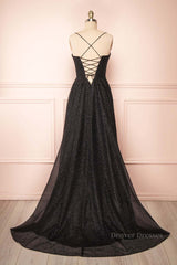 Formal Dresses Australia, Sparkly Black Lace-Up A-line Sweetheart Long Prom Dress