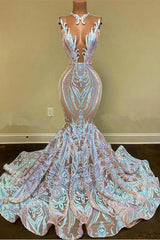 Prom Dresses Classy, Sparkly Mermaid Glitter Floral Lace Floor-Length Prom Dress