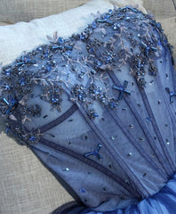 Prom Dress Near Me, Charming Blue Lace Tule A Lin Short Prom Dress, Homecoming Dress