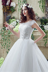 Wedding Dress Style, Strapless Appliques Lace Train Wedding Dresses With Crystals