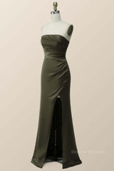 Black Dress, Strapless Olivia Green Mermaid Long Bridesmaid Dress