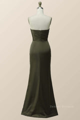 Prom Dresses For Kids, Strapless Olivia Green Mermaid Long Bridesmaid Dress
