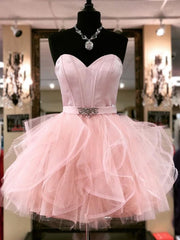 Functional Dress, Strapless Short Pink Prom Dresses, Strapless Short Pink Formal Homecoming Dresses