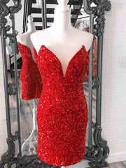 Dress Casual, Strapless Tight Red Pink Short Prom Dresses, Short Strapless Red Pink Formal Homecoming Dresses