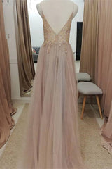 Bridesmaids Dresses Fall Wedding, Straps A-Line Beading Rose Wood Prom Dress with Crystal