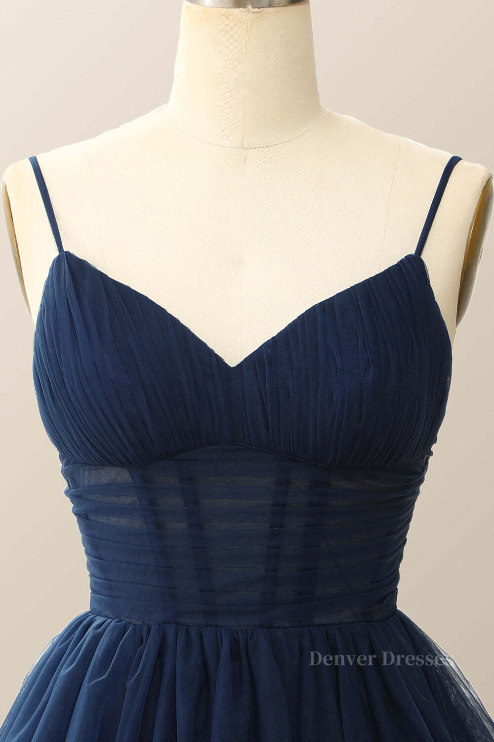 Prom Dresses Curvy, Straps Navy Blue Pleated A-line Homecoming Dress