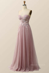 Wedding Photography, Sweetheart Blush Pink 3D Floral Formal Dress