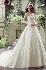 Wedding Dress Off The Shoulder, Sweetheart Lace Appliques Light Champagne Wedding Dresses