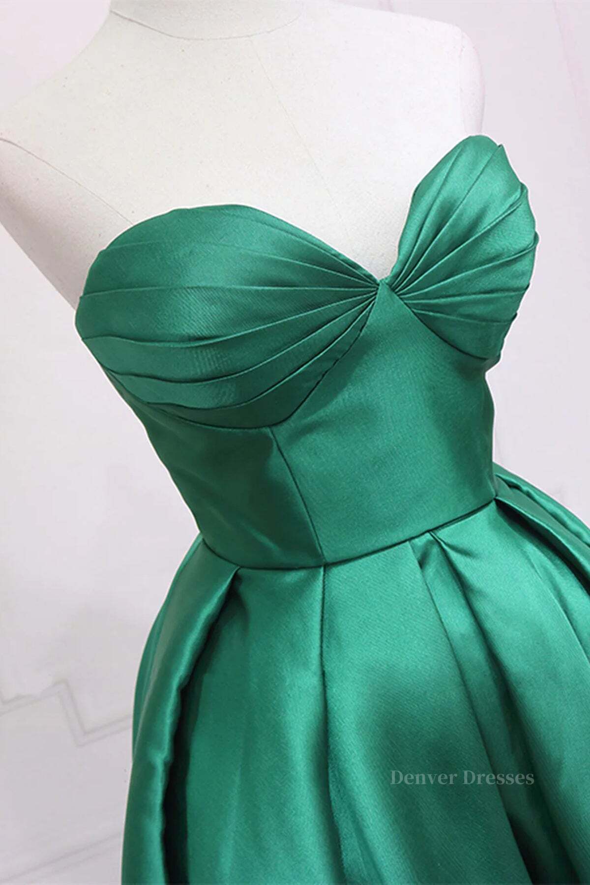 Spring Dress, Sweetheart Neck Green High Low Prom Dresses, Green High Low Graduation Homecoming Dresses