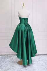 Simple Dress, Sweetheart Neck Green High Low Prom Dresses, Green High Low Graduation Homecoming Dresses