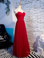 Bridesmaids Dresses On Sale, Sweetheart Neck Red Long Prom Dresses, Red Long Formal Evening Dresses