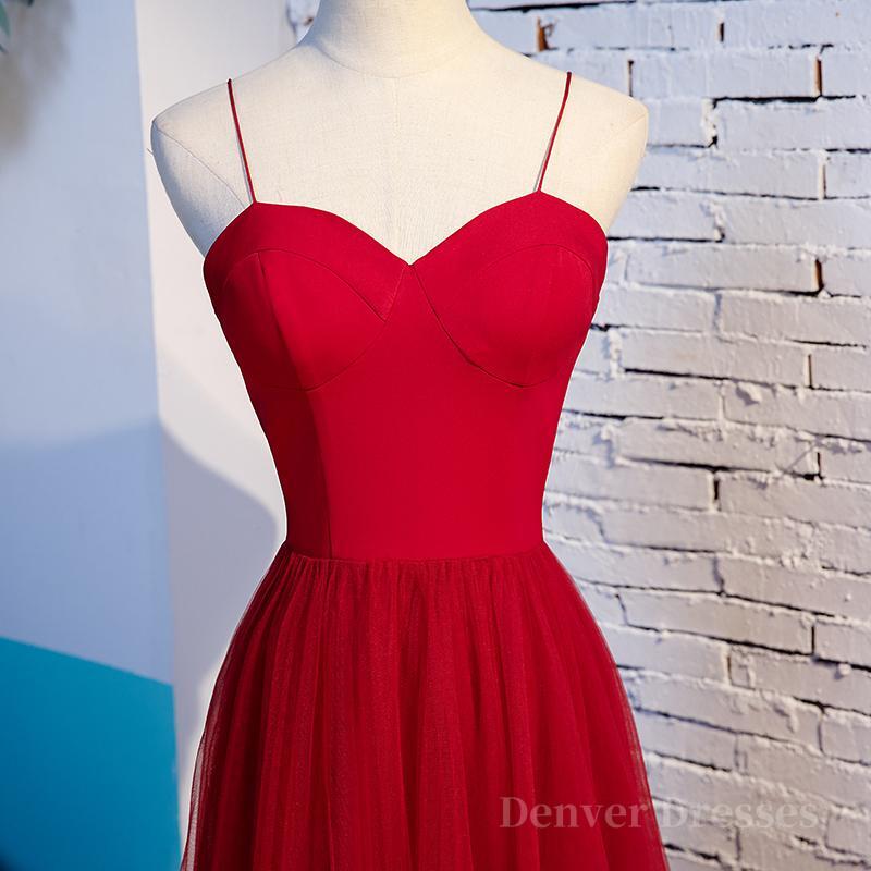 Bridesmaid Dress On Sale, Sweetheart Neck Red Long Prom Dresses, Red Long Formal Evening Dresses