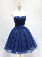 Bridesmaid Dressese Lavender, Sweetheart Neck Short Blue Prom Dresses, Short Blue Formal Homecoming Graduation Dresses