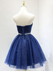 Sage Green Bridesmaid Dress, Sweetheart Neck Short Blue Prom Dresses, Short Blue Formal Homecoming Graduation Dresses