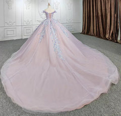 Evening Dress Long Sleeve Maxi, Sweetheart Off The Shoulder Beaded Floral Appliqué quinceanera Ball Gown