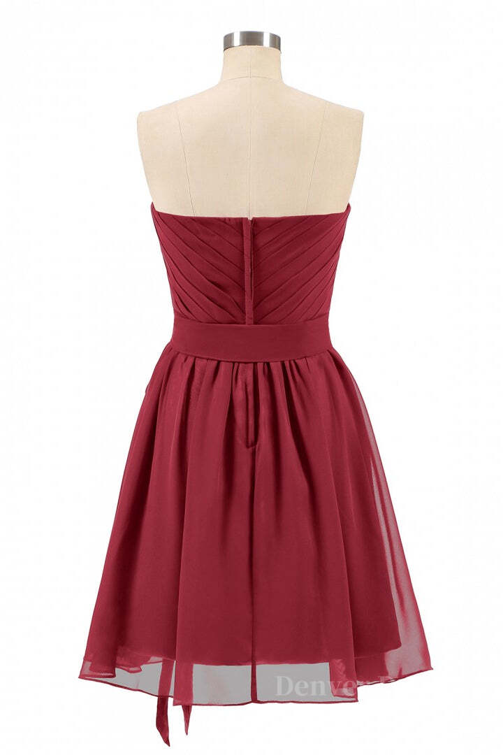 Bridesmaid Dresses Color Palette, Sweetheart Wine Red Pleated Short A-line Bridesmaid Dresss
