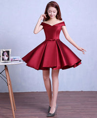 Formal Dresses And Evening Gowns, Burgundy Knee Length Prom Dress, Homecoming Dress
