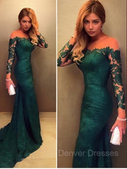 Party Dress For Baby, Trumpet/Mermaid Off-the-Shoulder Court Train Lace Evening Dresses With Lace