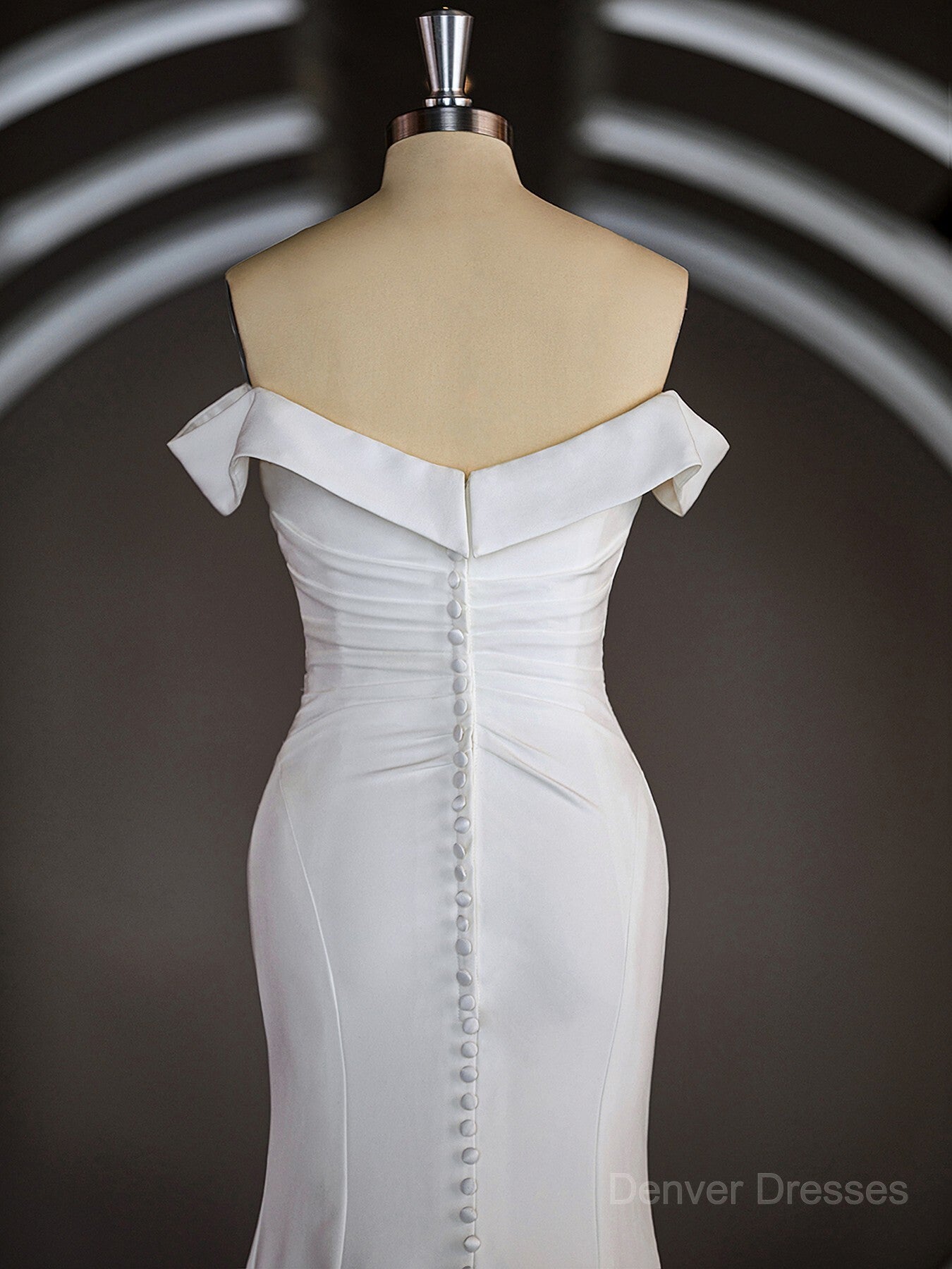 Wedding Dresses 2031, Trumpet/Mermaid Off-the-Shoulder Court Train Stretch Crepe Wedding Dresses with Pleated