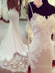 Wedding Dress On Sale, Trumpet/Mermaid Straps Court Train Silk like Satin Wedding Dresses