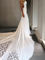 Wedding Dresses Uk, Trumpet/Mermaid Sweetheart Cathedral Train Lace Wedding Dresses With Appliques Lace