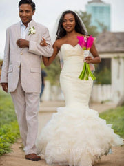 Wedding Dress Style, Trumpet/Mermaid Sweetheart Court Train Organza Wedding Dresses