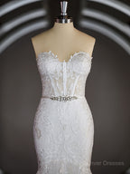 Weddings Dresses Online, Trumpet/Mermaid Sweetheart Court Train Tulle Wedding Dresses with Appliques Lace