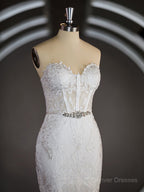 Wedding Dress With Shoes, Trumpet/Mermaid Sweetheart Court Train Tulle Wedding Dresses with Appliques Lace